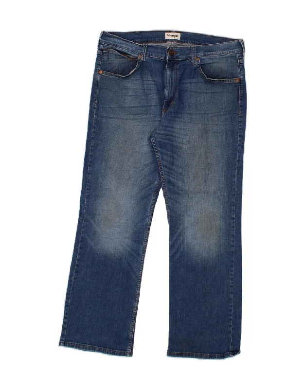 WRANGLER Mens Bootcut Jeans W36 L30 Blue Cotton