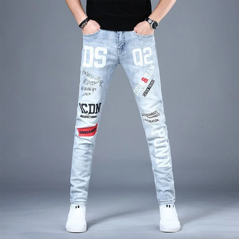 JJD Men's Light Weight Print Jeans