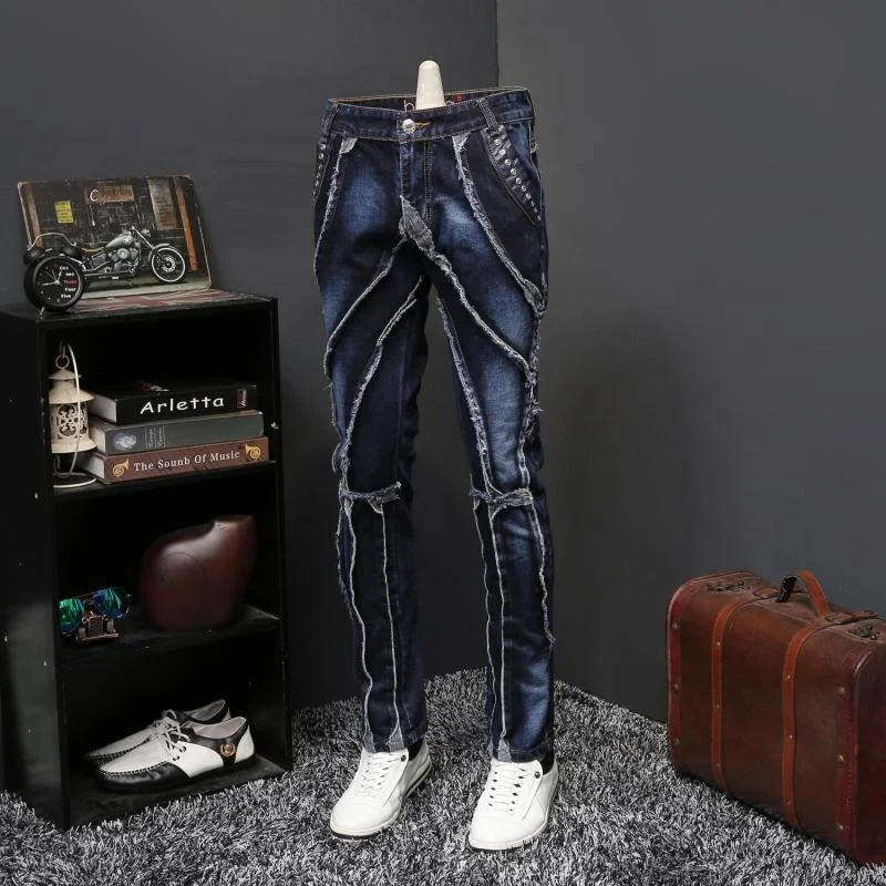 JJD Men's Autumn Designer Patchwork Jeans