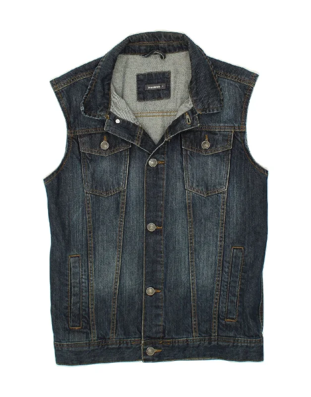 VINTAGE Mens Denim Gilet UK 36 Small Blue Cotton