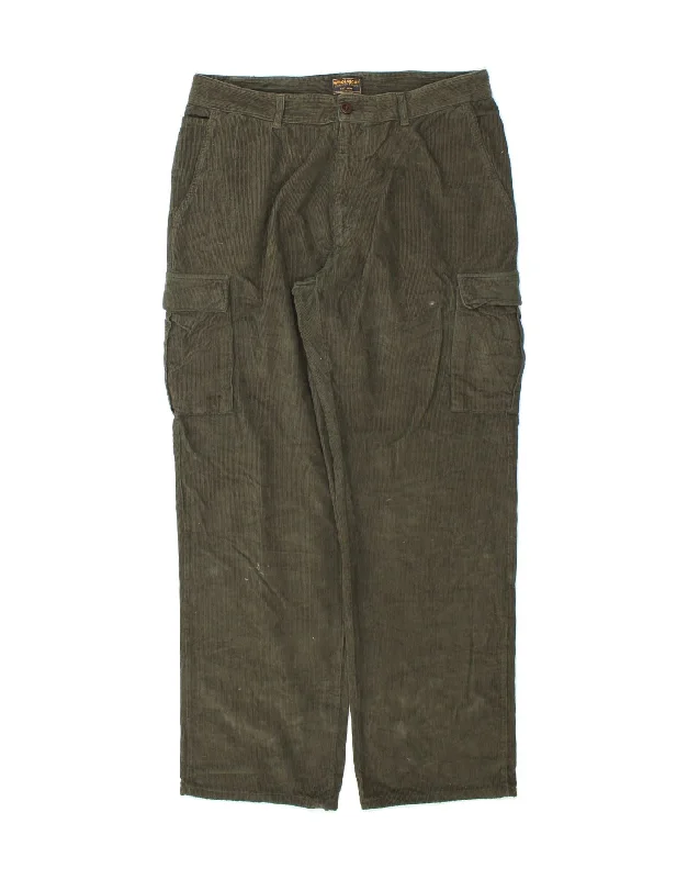 WOOLRICH Mens Straight Cargo Corduroy Trousers W36 L32  Green Cotton