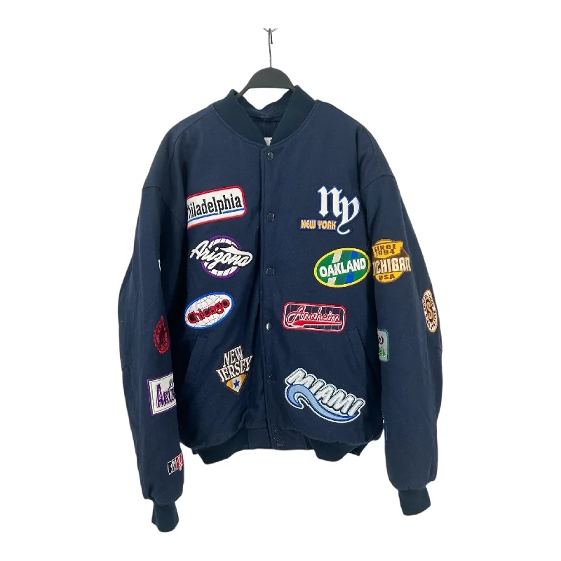 DELF/Baseball Jkt/XL/Navy/Polyester/All Over Print/