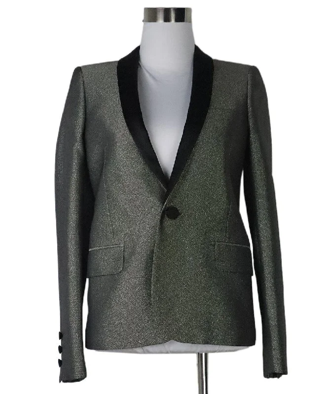 Saint Laurent Silver Blazer sz 2