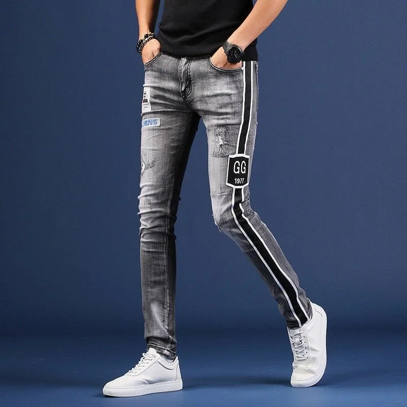 Men's Korean Style Distressed Jeans