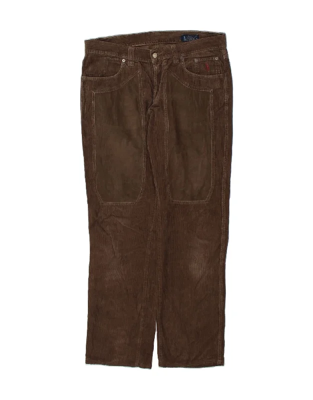 JECKERSON Mens Straight Corduroy Trousers W38 L33 Brown Cotton