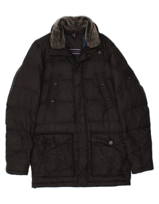 TOMMY HILFIGER Mens Padded Jacket UK 36 Small Black Polyester