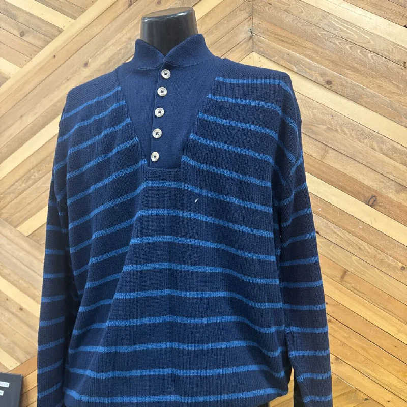 L.L.Bean - Men's 1/4-Button Knit Sweater - MSRP comp $145: Navy/Blue-men-LG