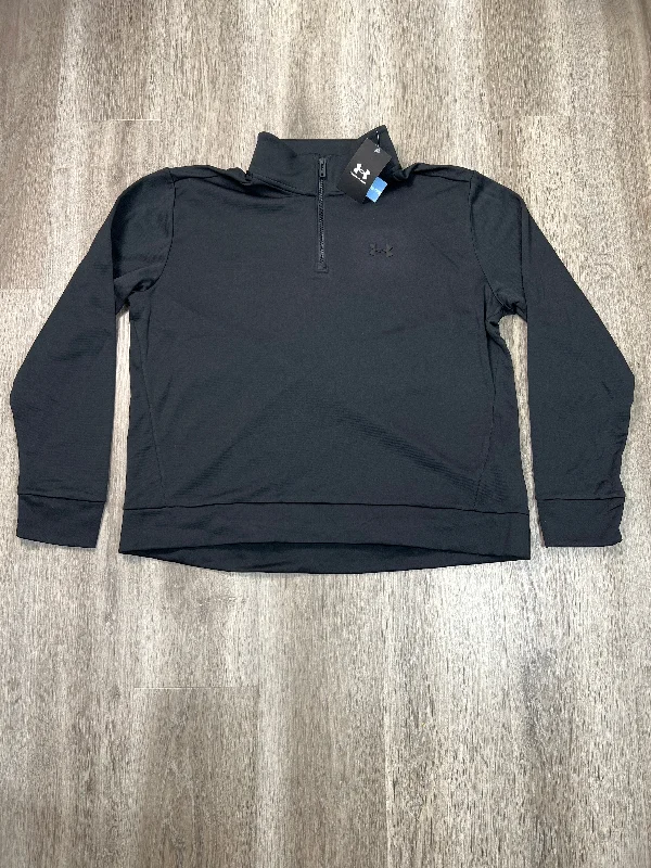 Athletic Top Long Sleeve Collar By Under Armour In Black, Size: Xl