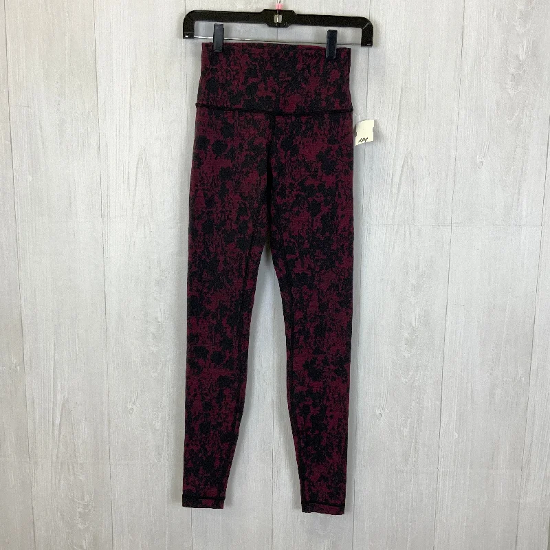 Athletic Leggings By Lululemon In Black & Red, Size: 4