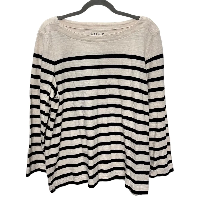 Top Long Sleeve By Loft In Black & Cream, Size: Xl