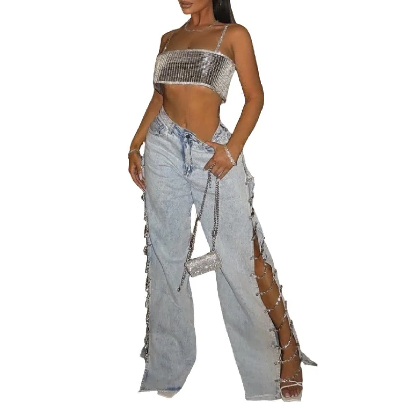 Fashionable High Waist Straight Loose Jeans