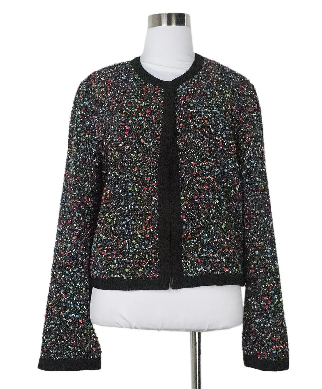 DVF Black & Multicolor Tweed Blazer sz 4