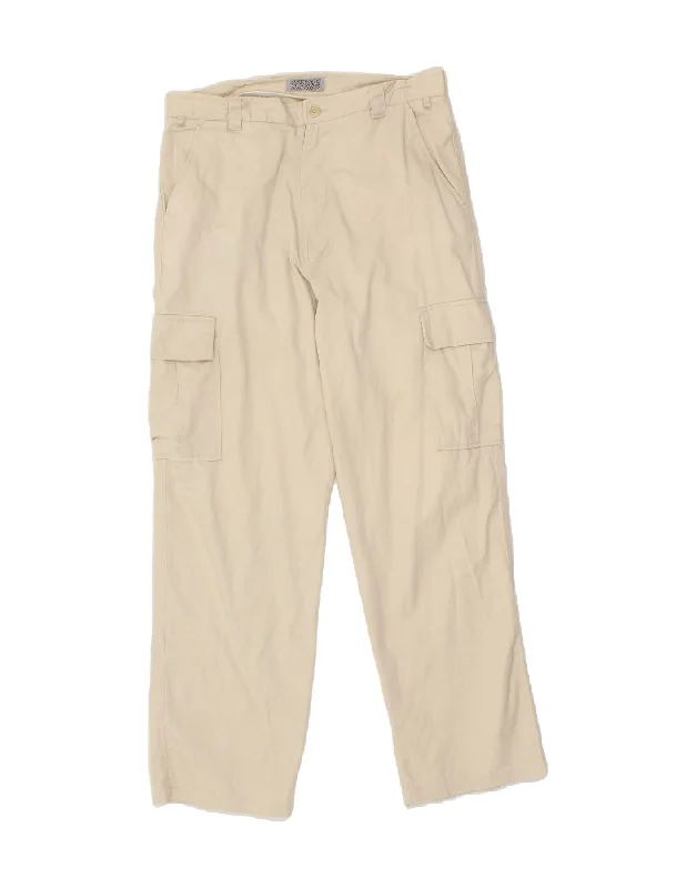 VINTAGE Mens Straight Cargo Trousers W32 L29 Beige