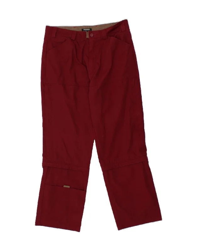 OXER Mens Straight Casual Trousers W34 L29 Maroon Polyester