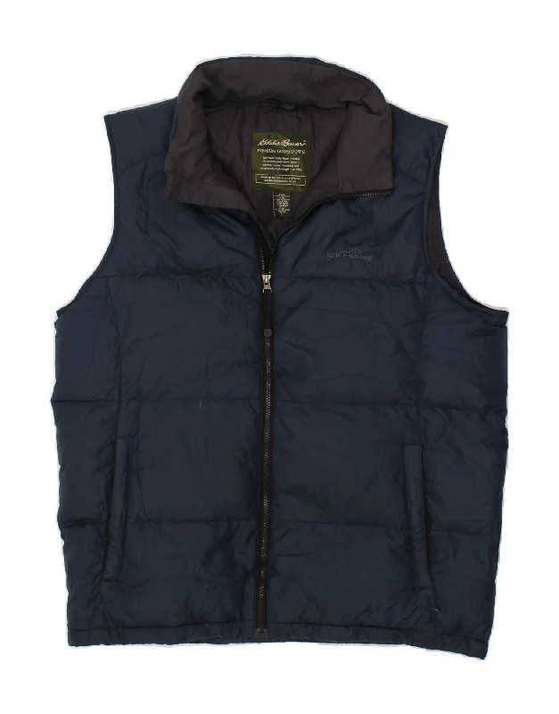 EDDIE BAUER Mens Tall Padded Gilet UK 40 Large Navy Blue Polyester