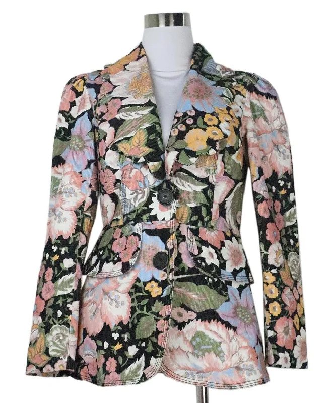 Manoush Black Floral Corduroy Blazer sz 4