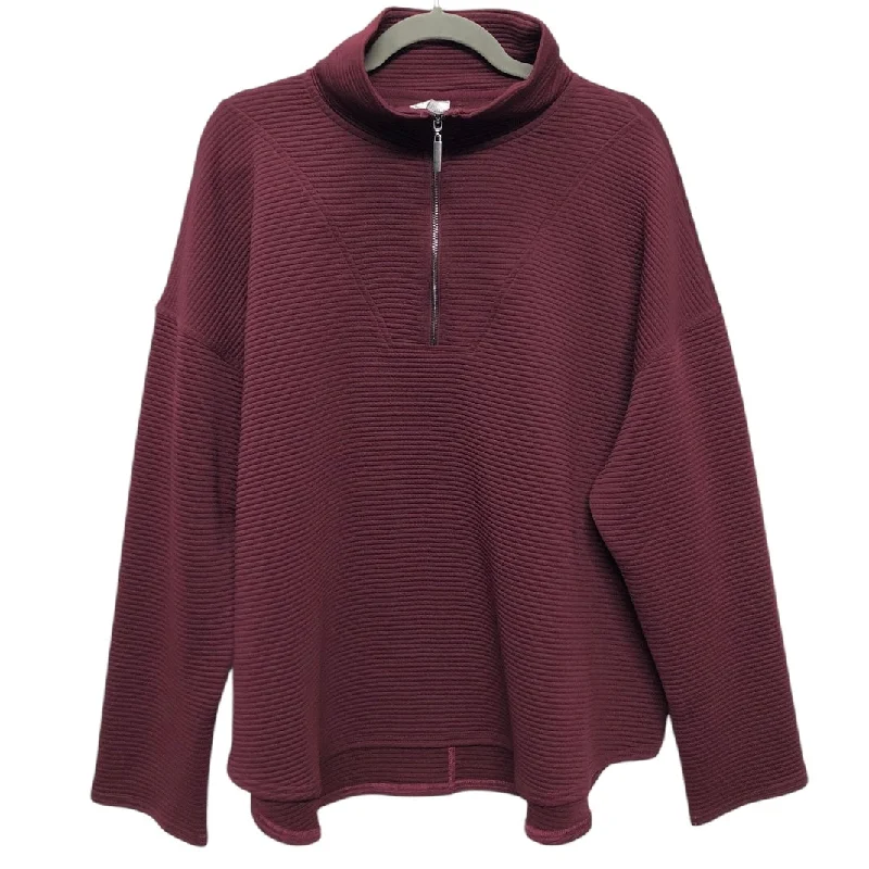 Athletic Top Long Sleeve Collar By Cmc In Maroon, Size: Xl