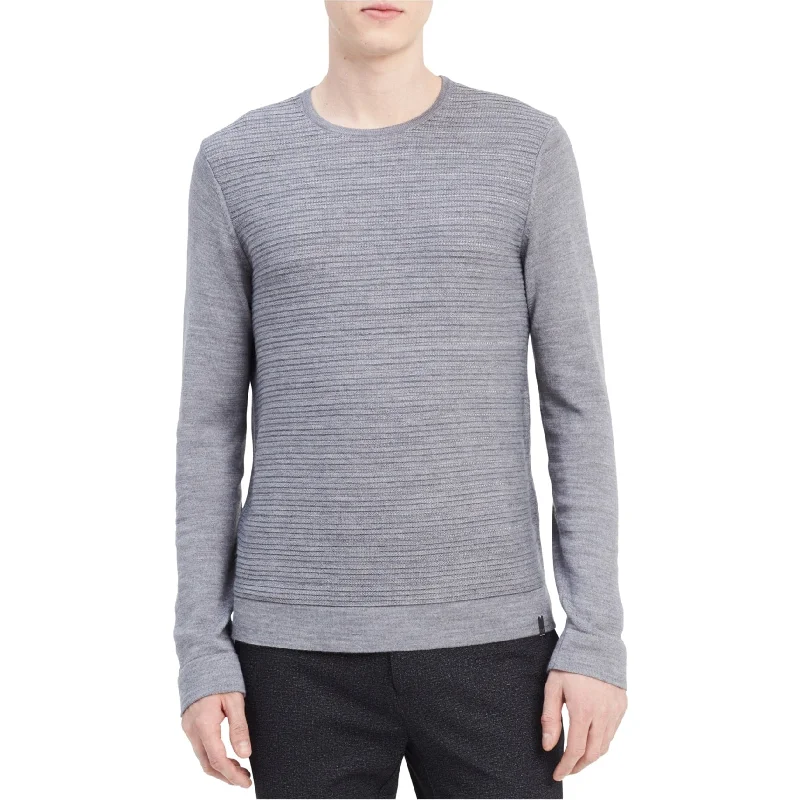 Calvin Klein Mens Textured Stripe Pullover Sweater, Grey, X-Large