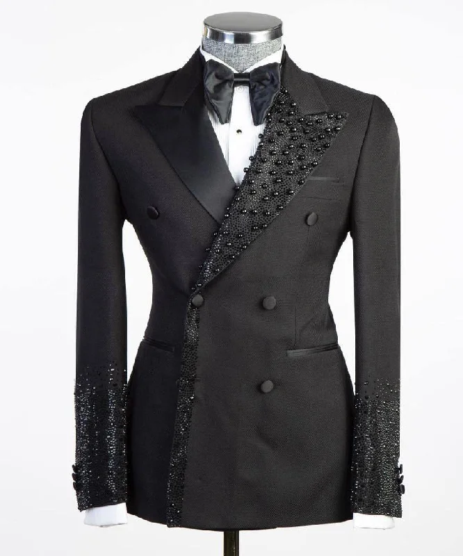 Men’s Black Stoned Tuxedo Suit