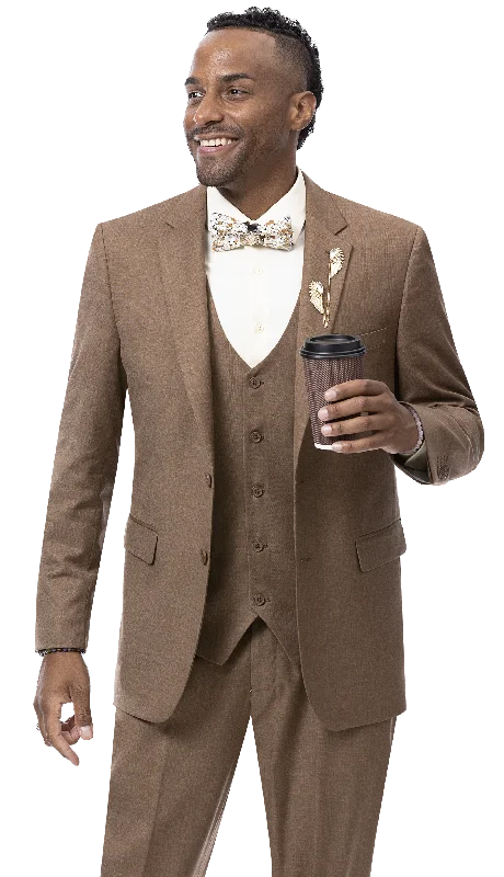 Brown Three Piece Regular Fit Fashion Suit M18022