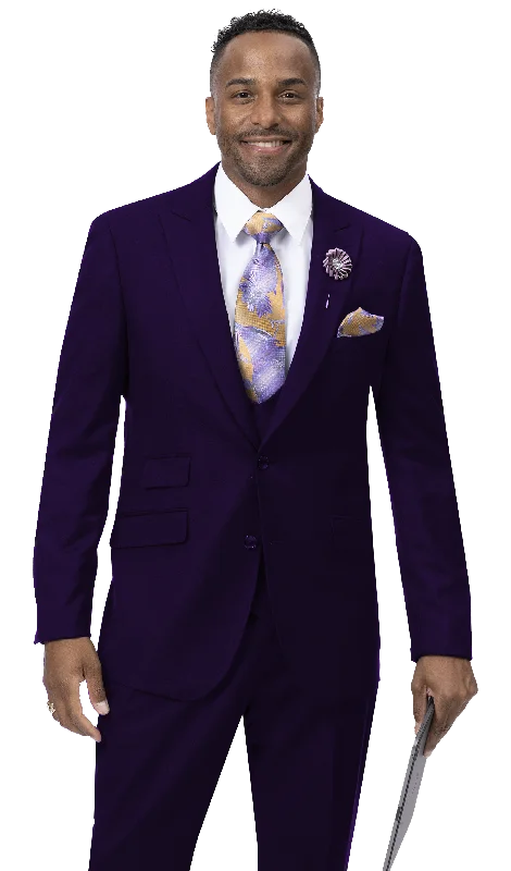 Purple Three Piece Regular Fit Fashion Suit M2770