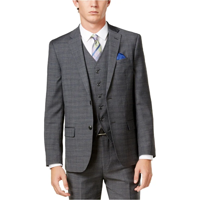 Ben Sherman Mens Windowpane Two Button Blazer Jacket, Grey, 40 Regular