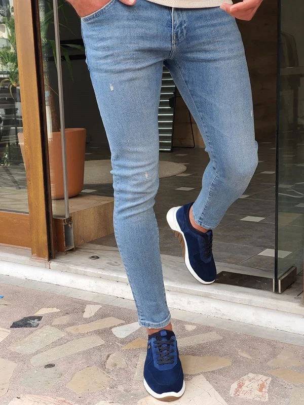 Bastoni  Blue Slim Fit Ripped Jeans