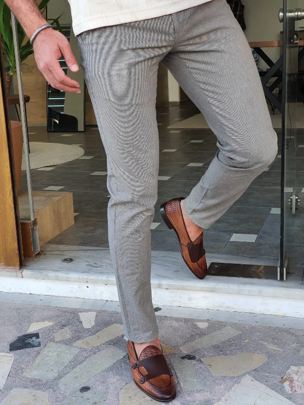 Monteri Light Brown Slim Fit Cotton Pants