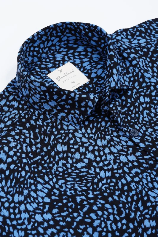 Blue Leopard Print - Half Sleeve - Airlite Shirt