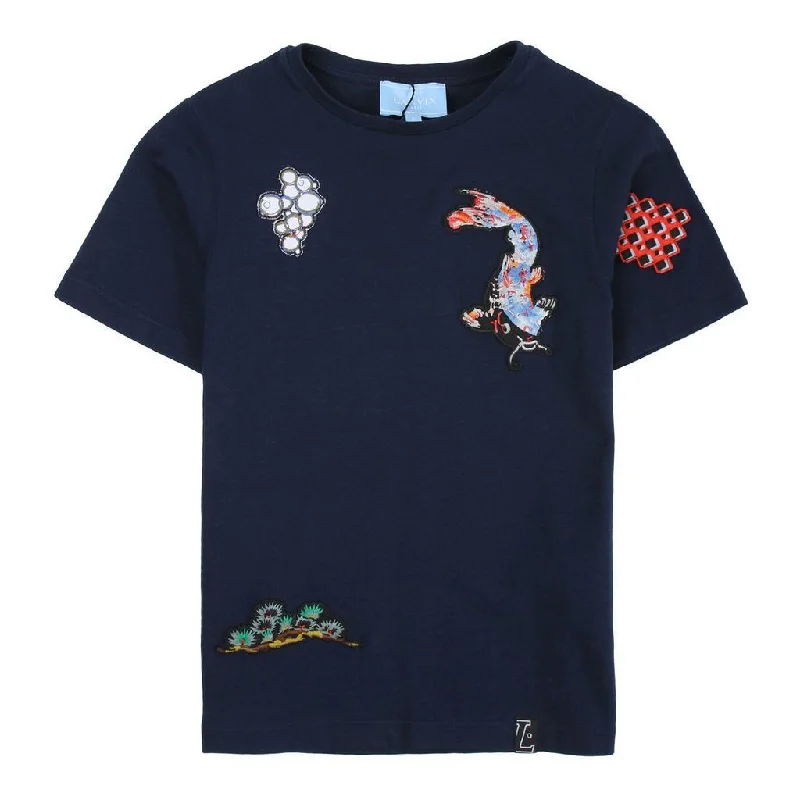 Blue Patched Graphic T-Shirt