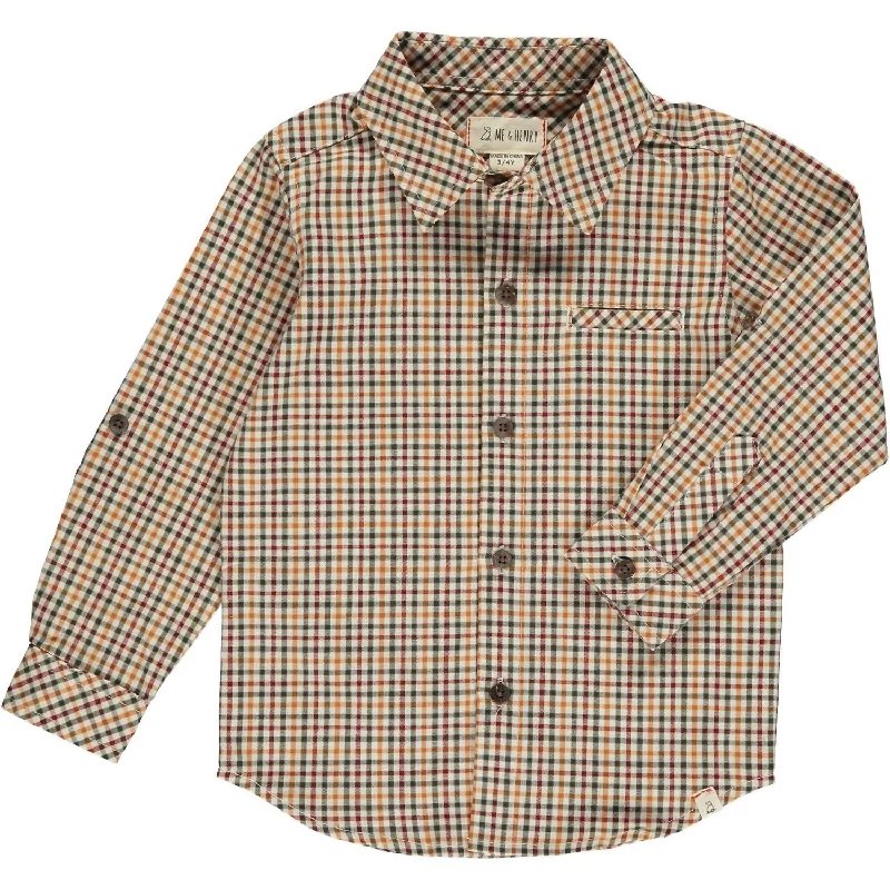 Boy's Atwood Woven Shirt In Navy & Gold Plaid