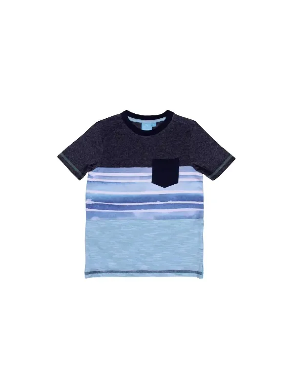 Boy's Grant Stripe Tee In Blue Multi