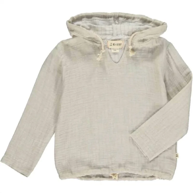 Boy's St Ives Gauze Hooded Top In Stone