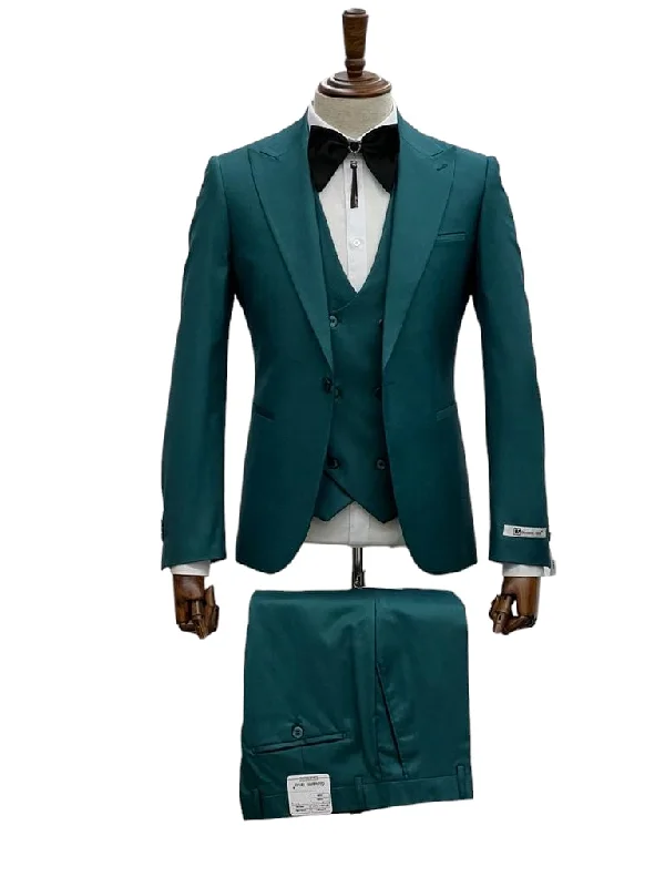 Giovanni Testi 1 Button 3 piece slim fit suit GT1PA+V-1501 GREEN