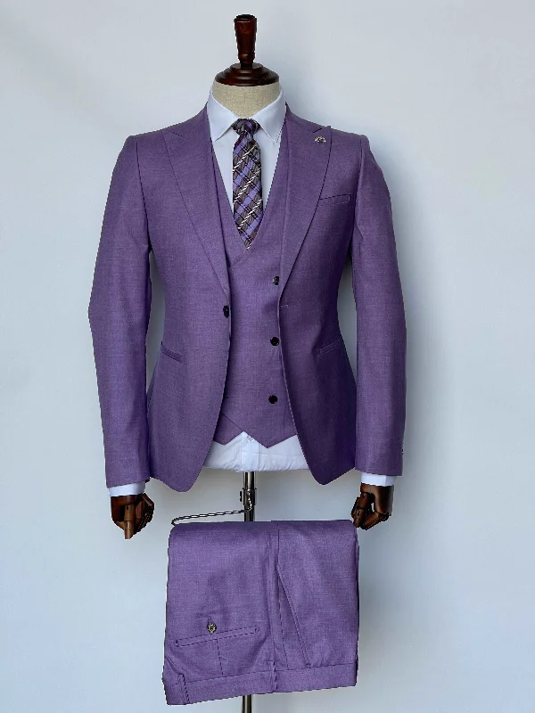 Giovanni Testi 1 Button Peak Lapel 3 piece Lavender Slim Fit Suit GT1PA+V-1501 LAVENDER