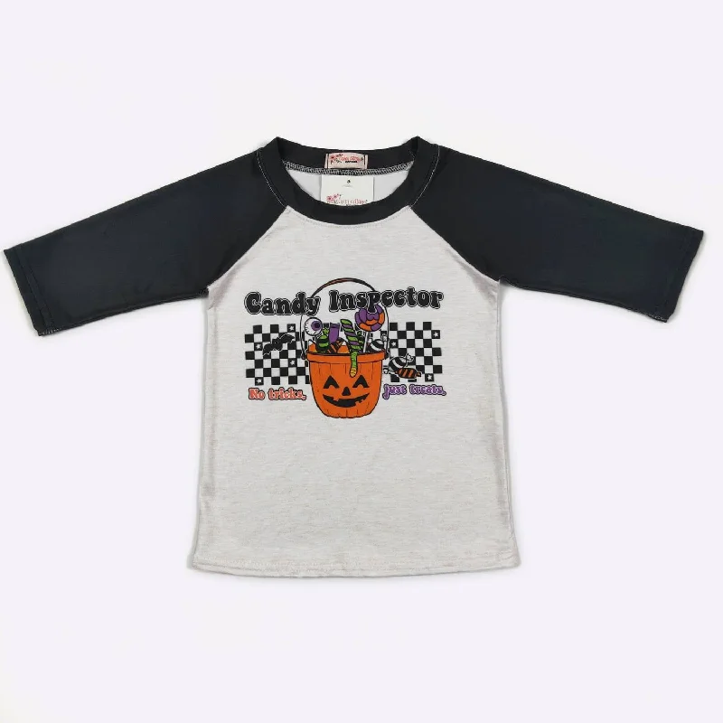 Kid's Candy Inspector Raglan Top In Black/grey