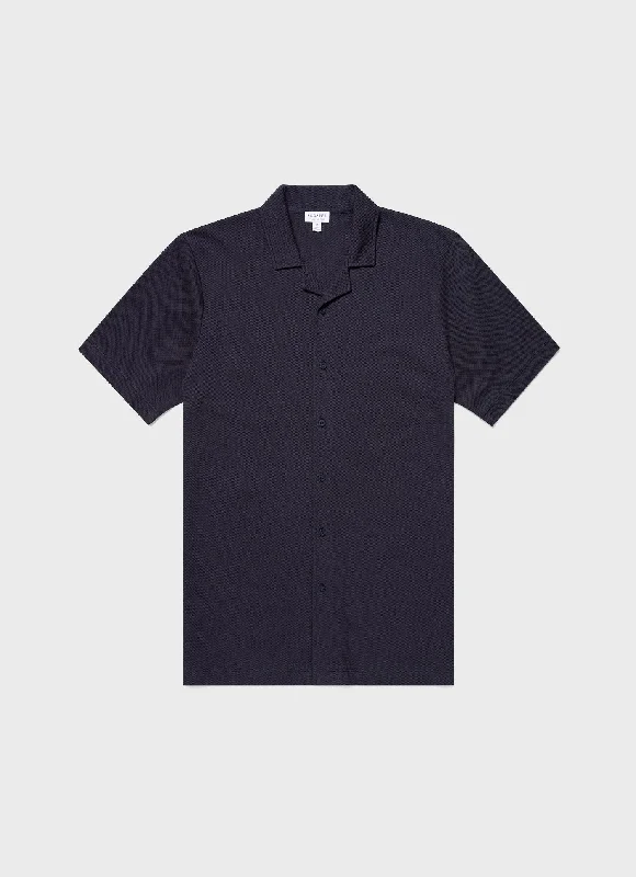 Men's Riviera Camp Collar Shirt in Navy