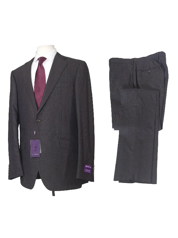 Napoli Mens Brown Check Super 150s 100% Wool Slim Fit 2 Piece Suit