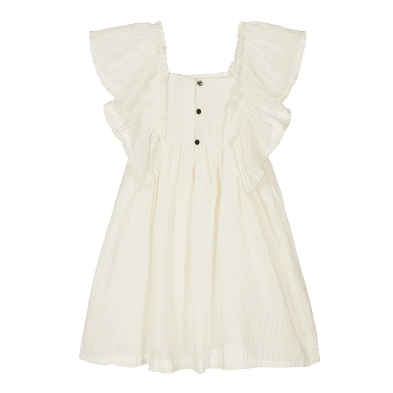 Off White Ruffle Summer Dress