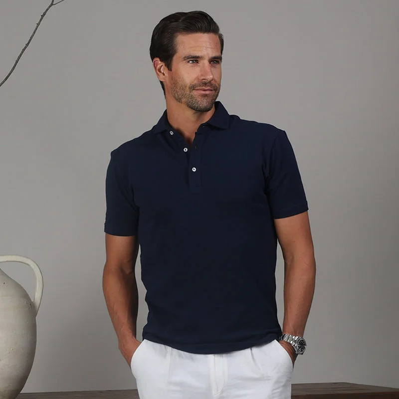 Portofino Piqué Cotton Polo Navy