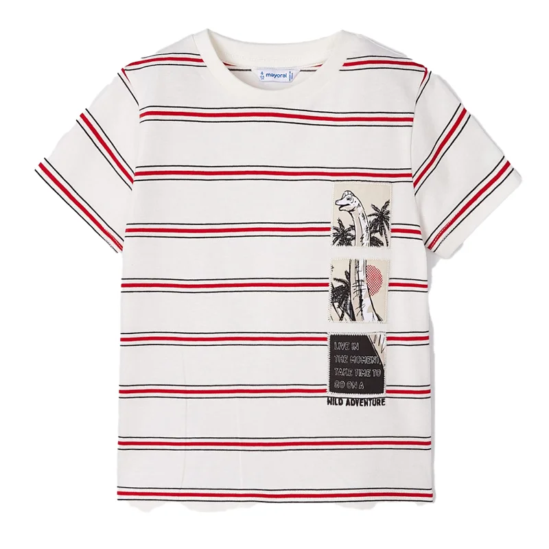 Red Striped Wild Adventure Graphic T-Shirt